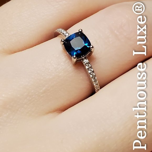 SOLID 925 Sterling Silver Blue Topaz Ring - Picture 5 of 6